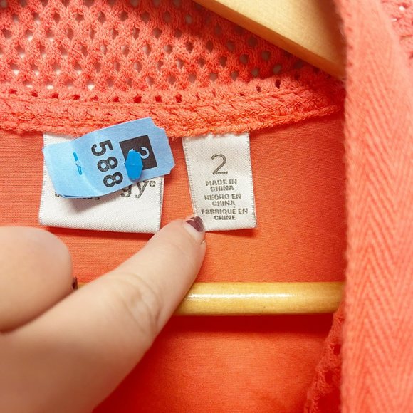 CHICO'S Zip Up Mesh Collared 3/4 Sleeve Top Size 2 or 12 - Picture 5 of 12